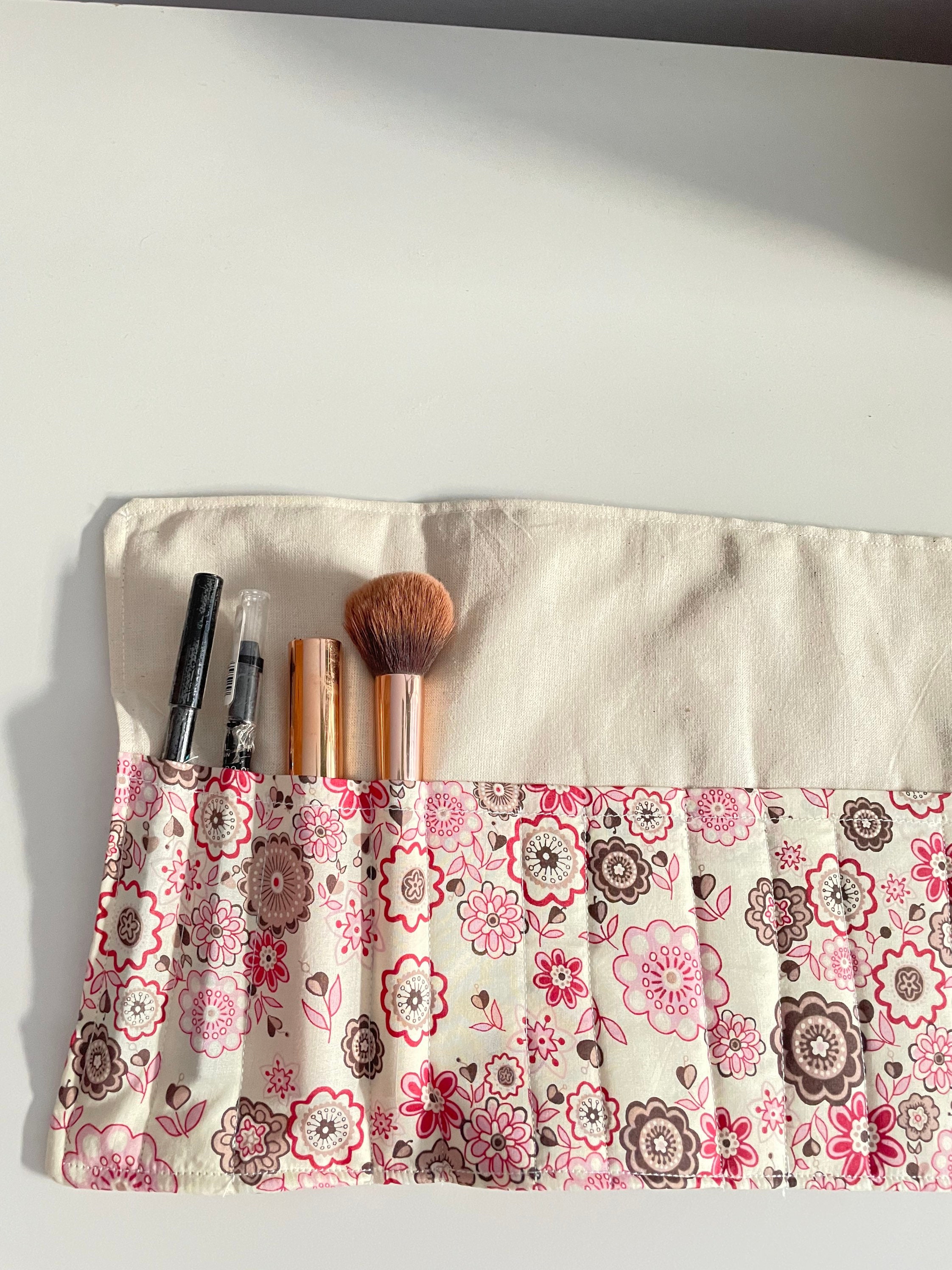 Liberty Pink Floral Make up Brush Roll Make up Storage Fabric Brush Roll Up  