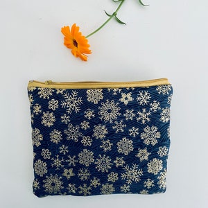 Japanese Canvas Gold Make Up Pouch | Japanese fabric bag | Japanese makeup bag | Oriental makeup bag | Kimono Fabric Bag | Gold fabric pouch