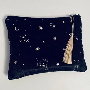 Black Velvet Star Constellations MakeUp Bag With Waterproof Lining Pouch Purse Clutch Astrology gift Star sign pouch Bild 4