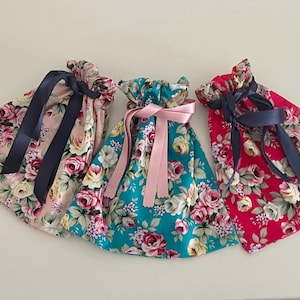 Bloemen vintage roze katoenen toilettas met trekkoord make-up en cadeauzakje
