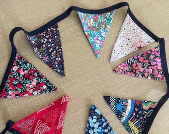 Liberty Fabric Mini Bunting – Handmade Cotton Garland, Party Decor