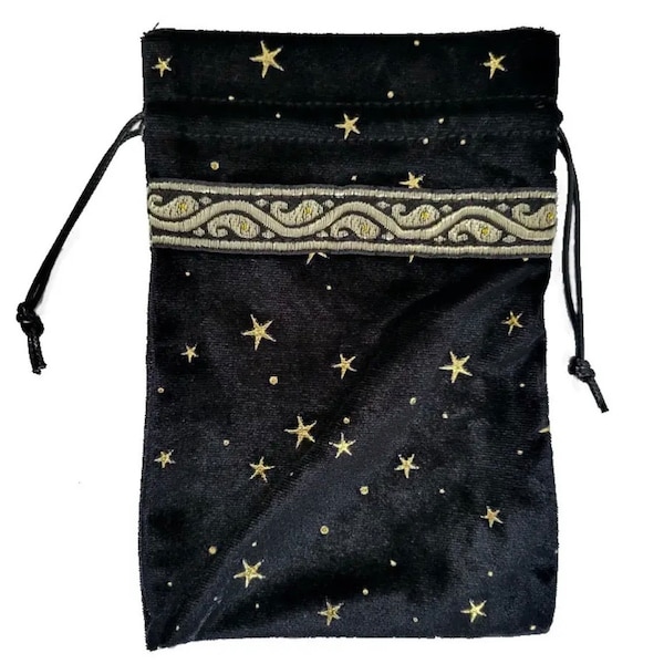 Velvet Celestial Moon Jewellery Crystal Tarot Pouch Bag