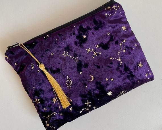 Velvet Purple Star Constellations Makeup Bag Pouch Purse Clutch Astrology Gift Star Sign Pouch Etsy