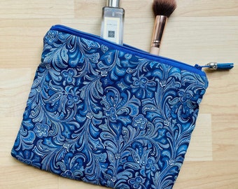Liberty Luxury Blue Paisley Make Up Bag Pouch