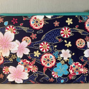Japanese Canvas Sakura Gold Make Up Pouch Bag