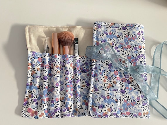 Liberty Blue Berry Wiltshire Make up Brush Roll Make up Storage
