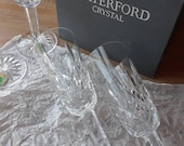 4 Waterford Lismore champagne flutes in box
