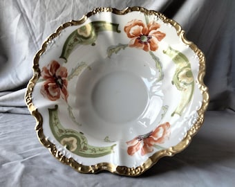 Elite Works Limoges poppies footed serving bowl