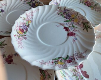 5 Spode Copeland Fairy Dell cream soup saucers