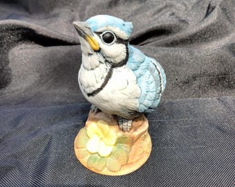 Vintage Andrea by Sadek Blue Jay Bird Porcelain Figurine | Made in