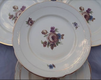 4 Kobenhavns Porzellains Maleri Rosenberg dinner plates