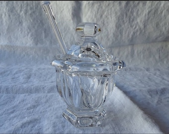 Baccarat Bretagne mustard jar with lid and spoon