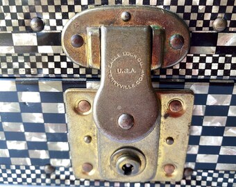 Miniature Trunk Eagle Lock Company Terryville Connecticut Black