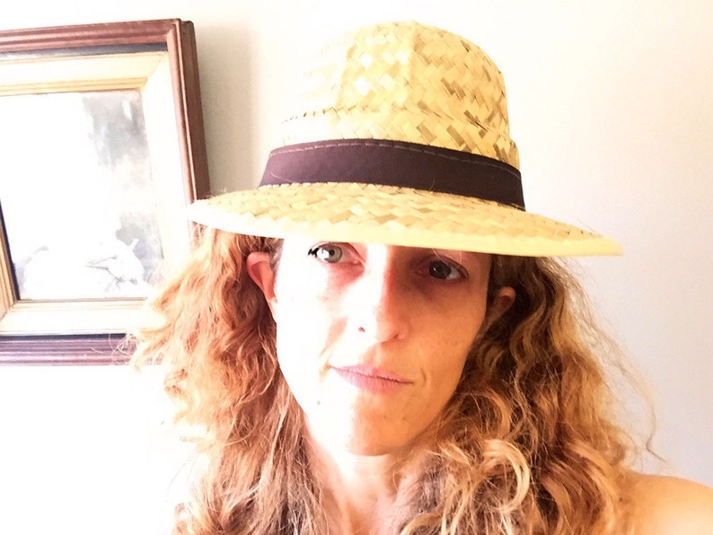 THAT HAT Straw Sun Cowboy Cowgirl Fashionista Vintage High Fashion Brown Ribbon Garden Cool Rattan Woven Cowboy Country Western