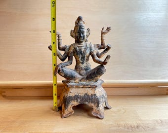 Buddhist Six-Armed Goddess Vasudhara Vintage Metal Figurine