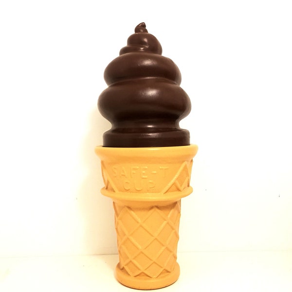 Giant Plastic Chocolate Ice Cream Cone Safe-T Wafer Cone Super-Sized Kitschy Retro Soft Serve