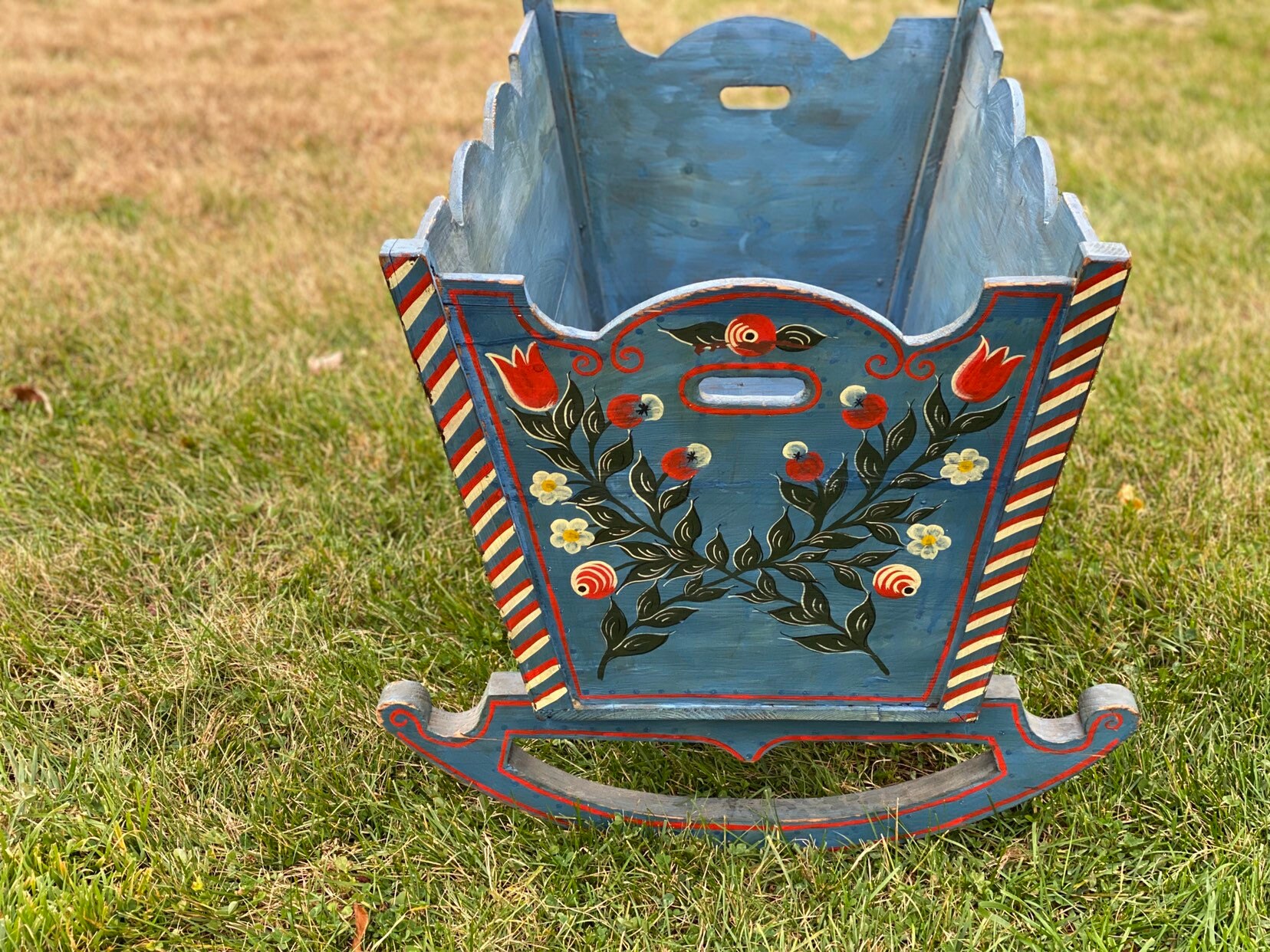 Antique German Cradle Painted Folk Art Bavaria Germany Large Etsy