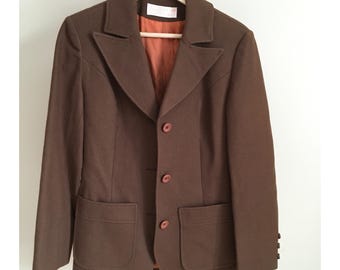 Vintage Pendleton Brown Wool Blazer Jacket Size 8