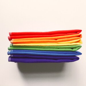 Rainbow color, multicolor unpaper towel, reusable cloth towel, reusable unpaper towels, red, orange, yellow, green, blue, purple, 10x 12 inches, 10x10, solid color cloth towels, use for kitchen, napkins, or any cleaning use, eco friendly, sustainable
