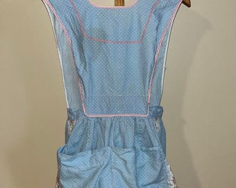 Vintage Blue and White Polka Dot Apron -Child