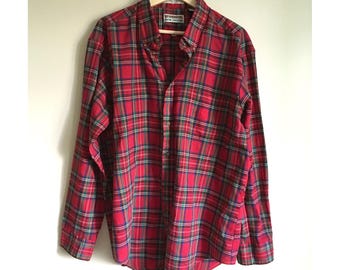 McGregor Tartan Collection Mens XL Red Plaid Long Sleeve Button Down Shirt