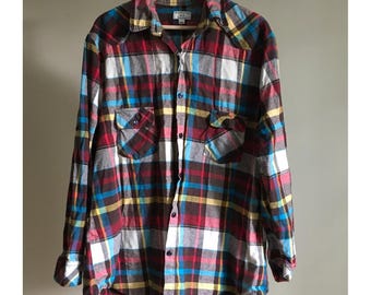 Matchstick Mens XXL Plaid Flannel Shirt Long Sleeve Cotton Western Multicolor