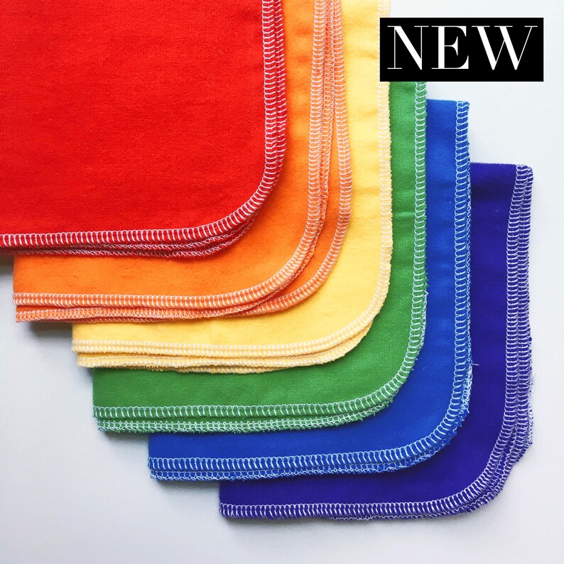 Rainbow color, multicolor unpaper towel, reusable cloth towel, reusable unpaper towels, red, orange, yellow, green, blue, purple, 10x 12 inches, 10x10, solid color cloth towels, use for kitchen, napkins, or any cleaning use, eco friendly, sustainable