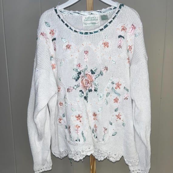 Vintage Colleen’s Collectables floral satin lacework Sweater