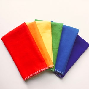 Rainbow color, multicolor unpaper towel, reusable cloth towel, reusable unpaper towels, red, orange, yellow, green, blue, purple, 10x 12 inches, 10x10, solid color cloth towels, use for kitchen, napkins, or any cleaning use, eco friendly, sustainable