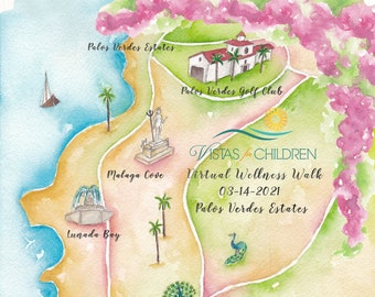Custom Watercolor Map- Event Watercolor Map- Property Map- AirBnB Map- Venue Watercolor Map