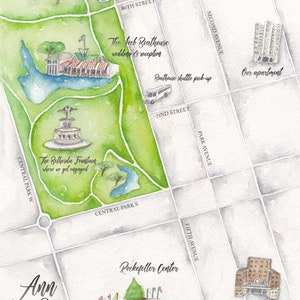 Benutzerdefinierte Hochzeitskarte - Manhattan Hochzeit Landkarte New York City Aquarell Hochzeit Landkarte - Illustrierte Hochzeitskarte