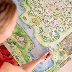 Mapa de propiedad en acuarela personalizado - Mapa artístico de propiedad familiar - Pintura de mapa de propiedad heredada - Mapa de granja - Mapa de rancho