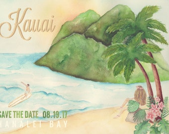 Hawaii Save the Date- Kauai Save the Date- Watercolor Save the Date-Oahu Save the Date- Maui Save the Date