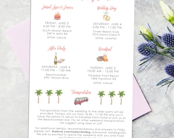 Tarjeta de itinerario de boda- Tarjeta de programación de bodas- Tarjeta de eventos de boda- Tarjeta de detalles de boda