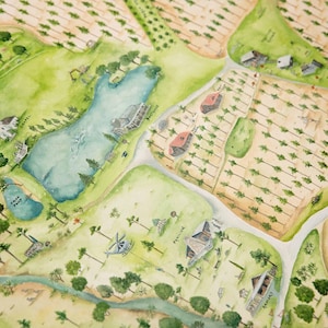 Pintura de mapas de fincas - Pintura de mapas de tierras familiares - Pintura de mapas de terrenos de caza - Pintura de mapas de ranchos - Pintura de mapas de senderos - Mapa de propiedades heredadas