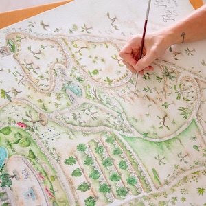 Erbstück Landkarte - Landkarte des Nachlasses Landkarte - Benutzerdefinierte Landkarte der Grundbesitz Landkarte - Landkarte der Grundbesitz Aquarellbild