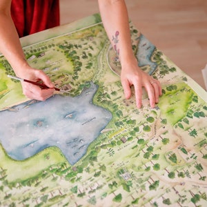 Mapa de propiedades familiares - Mapa de propiedades para desarrollo residencial - Mapa de granjas - Mapa de terrenos de caza - Mapa de ranchos - Mapa de propiedades en acuarela personalizado