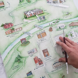 GEBURTSTAGSGESCHENK- Love Story Map Gemälde - Benutzerdefinierte Beziehung Aquarell Story Map - Jubiläumsgemälde