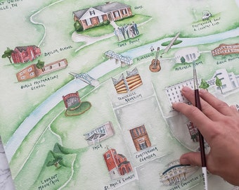 Cuadro de aniversario personalizado: mapa de la historia de la relación: regalo único pintado a mano