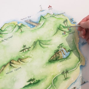 Custom Watercolor Map- Love Story Watercolor Map- Relationship Watercolor Map- Story Map