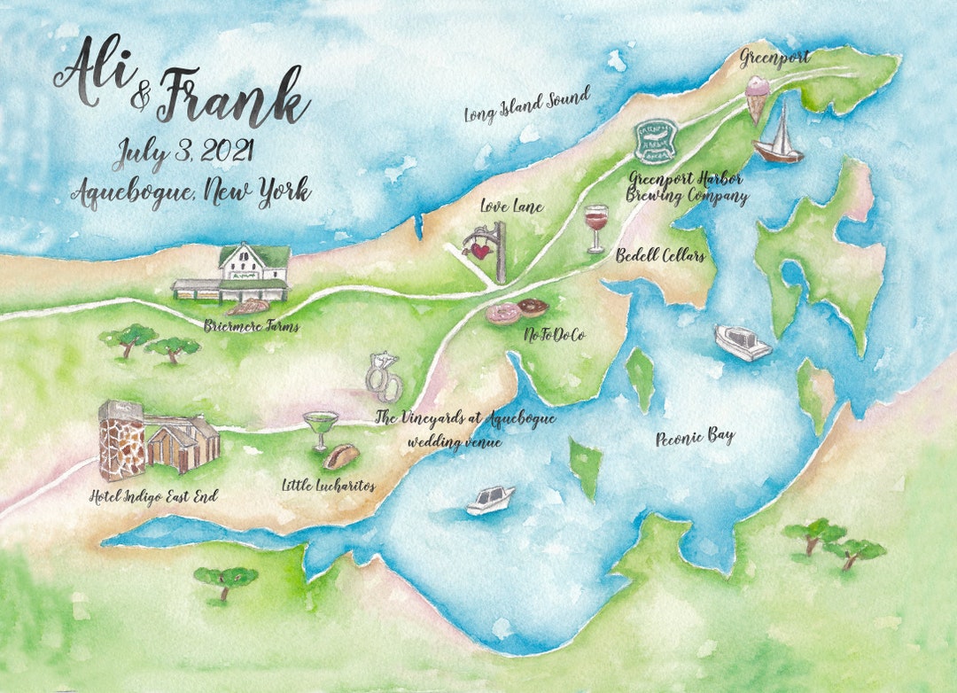 Aquebogue Wedding Map Long Island Wedding Map North Fork Wedding Map