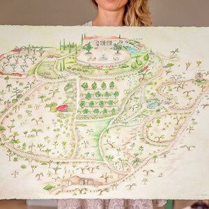 Mappa della proprietà cimelio - Mappa della proprietà dipinta - Mappa acquerello personalizzata - Mappa acquerello della proprietà dipinta - Grafica personalizzata della proprietà