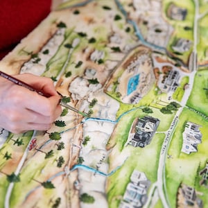 Vermächtnis Karte- Landkarte Erbstück Landkarte- Handgemalte Aquarell Landkarte- Familien Land Landkarte