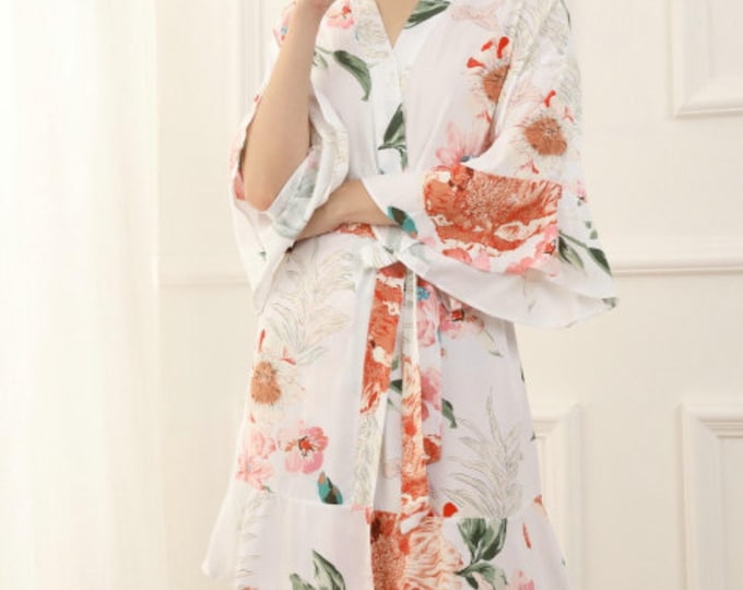 Set of Floral Bridesmaid Robes | Cotton Bridal Party Getting Ready ...