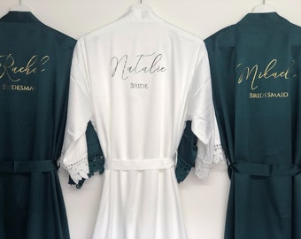 Bridesmaid robes, Bridesmaid Gift, Bridal Robes, Bridal Party Robes, Wedding Robes, Bride Robe, Forest Green Robes, Navy Robes, Satin Robes