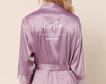 Personalised Satin Robe, Bridesmaid & Bridal Party Wedding Getting Ready Robes Gift