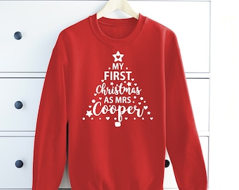 The New Mrs Crew Neck Personalised Sweatshirt Slouch Jumper Wife Christmas Gift