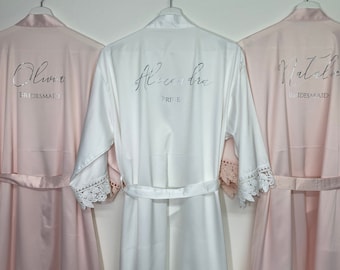 Bridesmaid robes, Bridesmaid Gift, Bridal Robes, Bridal Party Robes, Wedding Robes, Bride Robe, Forest Green Robes, Blush Robes, Satin Robes