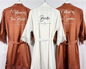 Burnt Orange Bridesmaid Robes, Rust Bridal Party Robes, Satin Wedding Robes, Bridesmaid Gift, Mother of the Bride Dressing Gown, Bride Robe