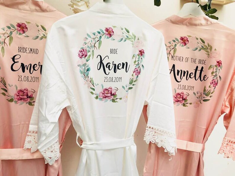 floral bridesmaid dressing gowns